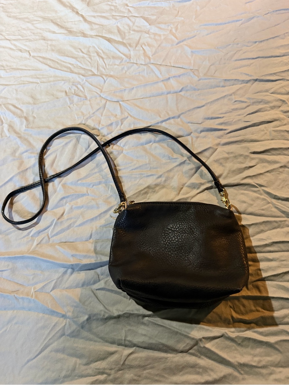 Charming Charlie Black Crossbody Bag with Gold Hardware